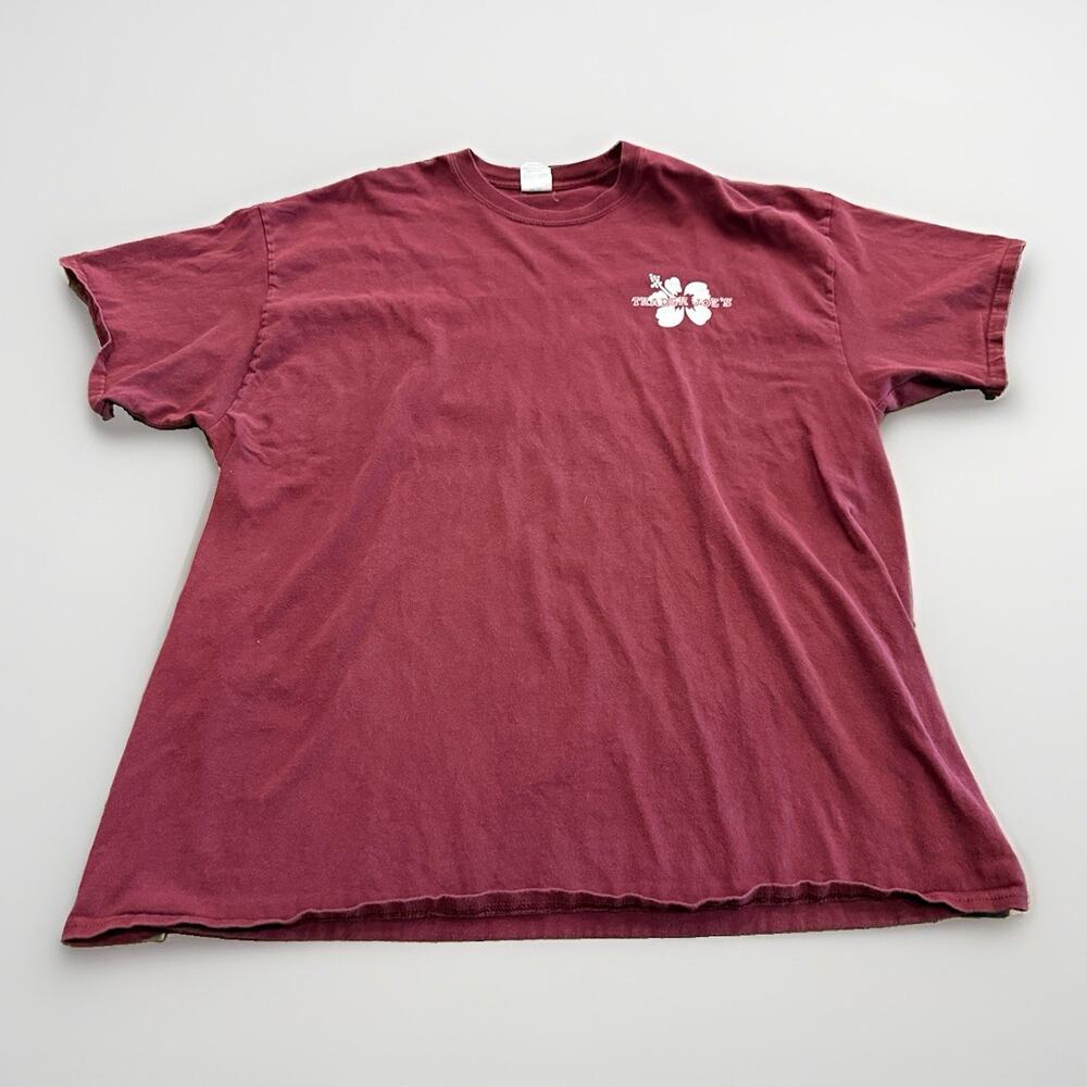 Trader Joe’s Hibiscus Mens Maroon Crew Member Short Sleeve T-Shirt Size 2XL XXL